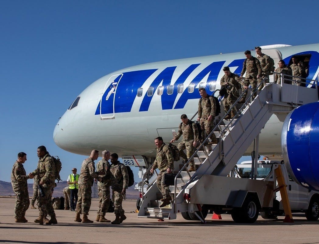 Troops from Fort Drum's 10th Mountain Division arrive at Fort Huachuca, Arizona, for US Southern Border Security Mission.