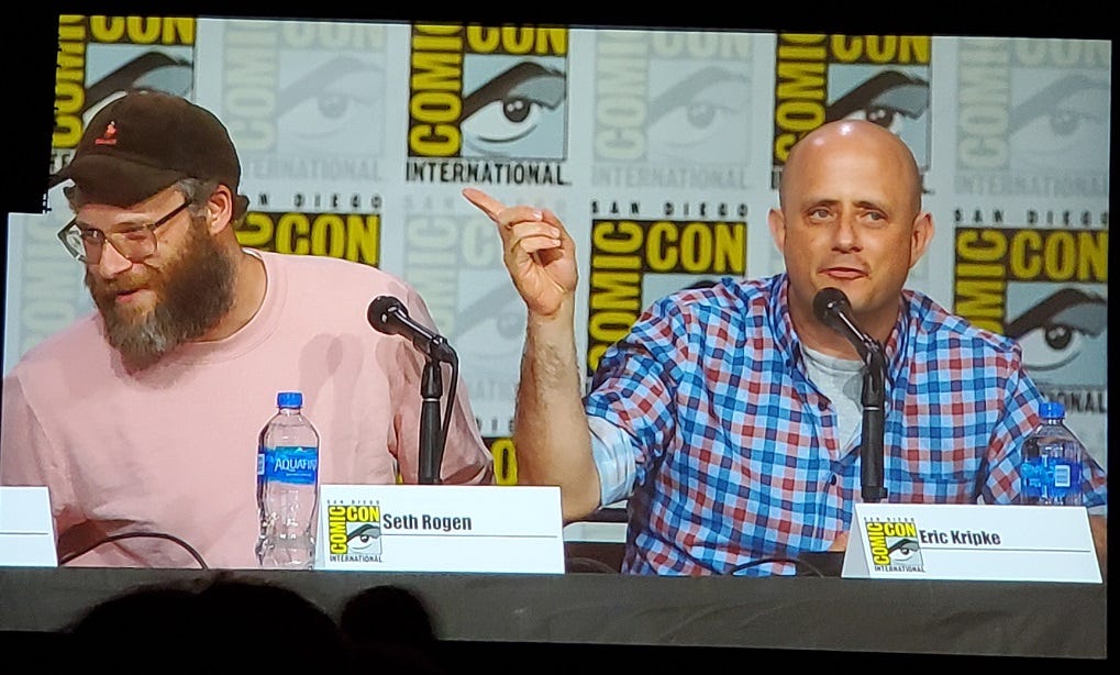 Eric Kripke Seth Rogen talking The Boys at Comic Con 2019