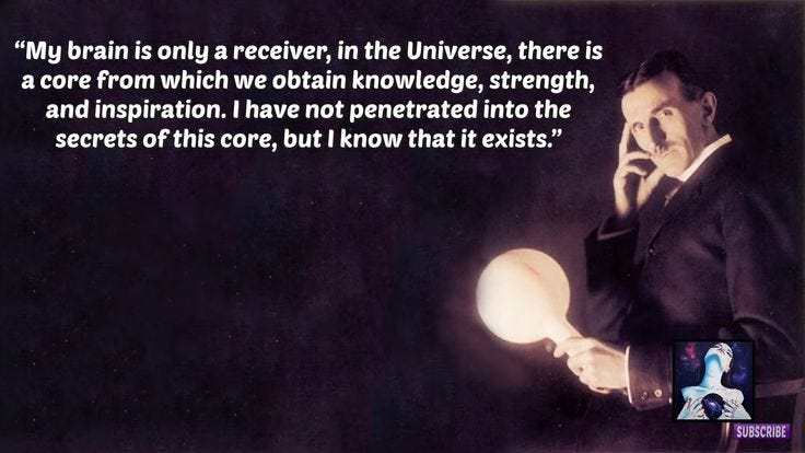 My brain is only a receiver, in the Universe, there is core from which we  obtain knowledge, strength, and inspiration. I ha… | Scientist quote,  Nikola tesla, Tesla