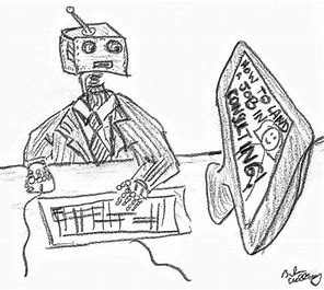 Image result for robots working at a desk sketch