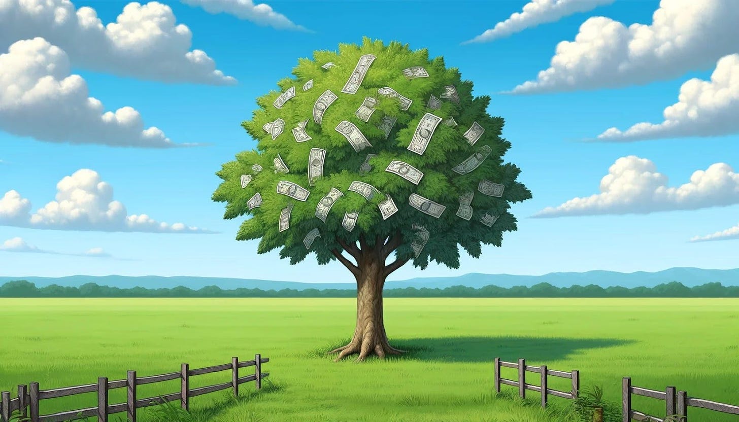 A tree with money in it

Description automatically generated