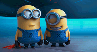 two minions laughing out loud.