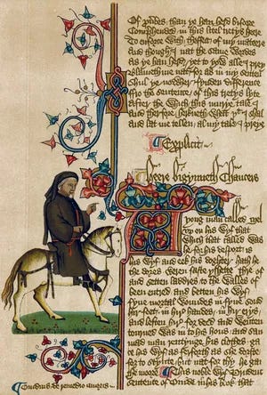 Illustrated detail from the manuscript of The Canterbury Tales