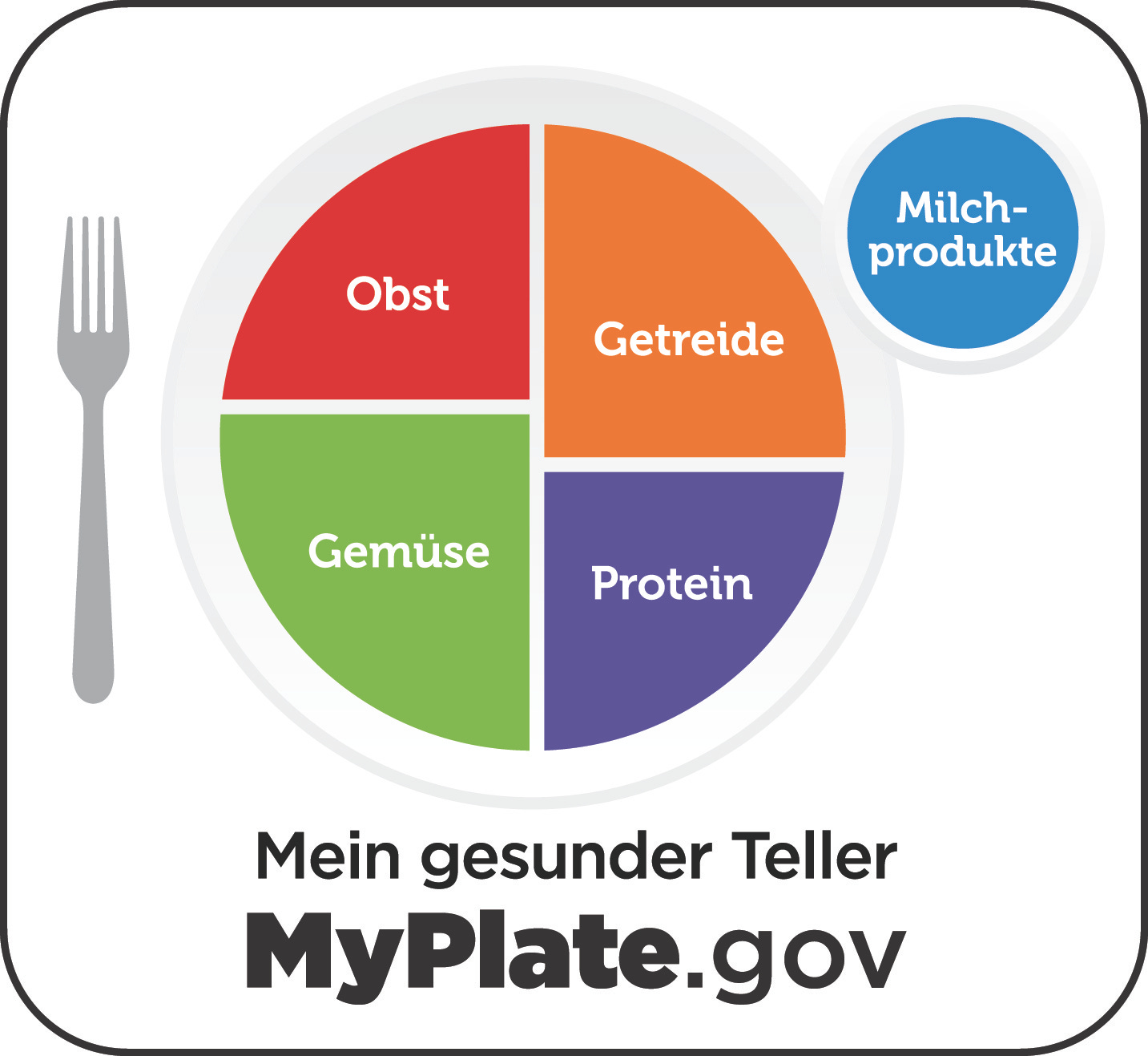«MyPlate»-Empfehlungen in Teller-Form des US-Landwirtschaftsministeriums. «MyPlate»-Empfehlungen in Teller-Form des US-Landwirtschaftsministeriums.