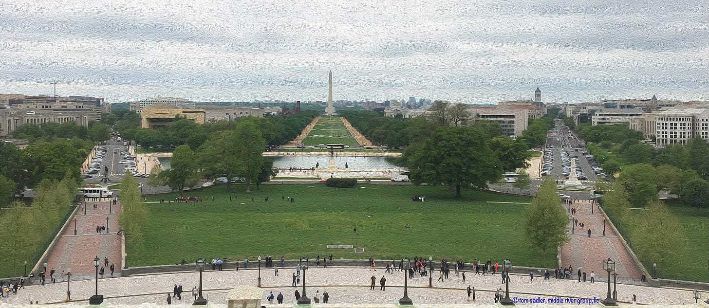 painted view from the west front of the us capitol