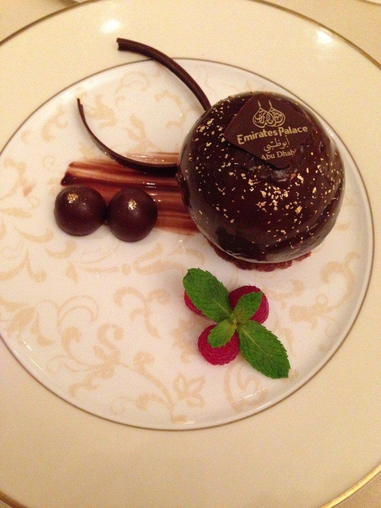 '24 Carat Chocolate' dessert - complete with 24 carat gold flakes