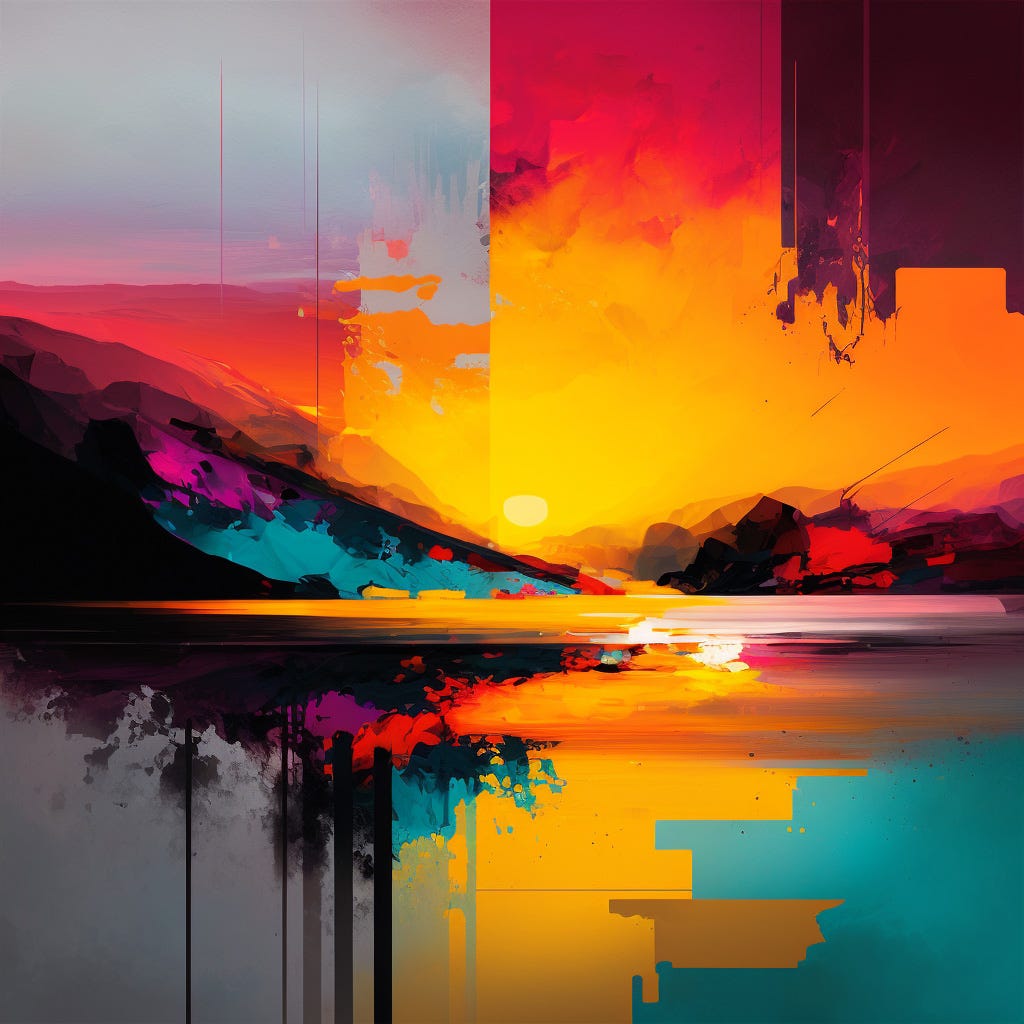 MJ prompt: An abstract painting in the colors of sunrise