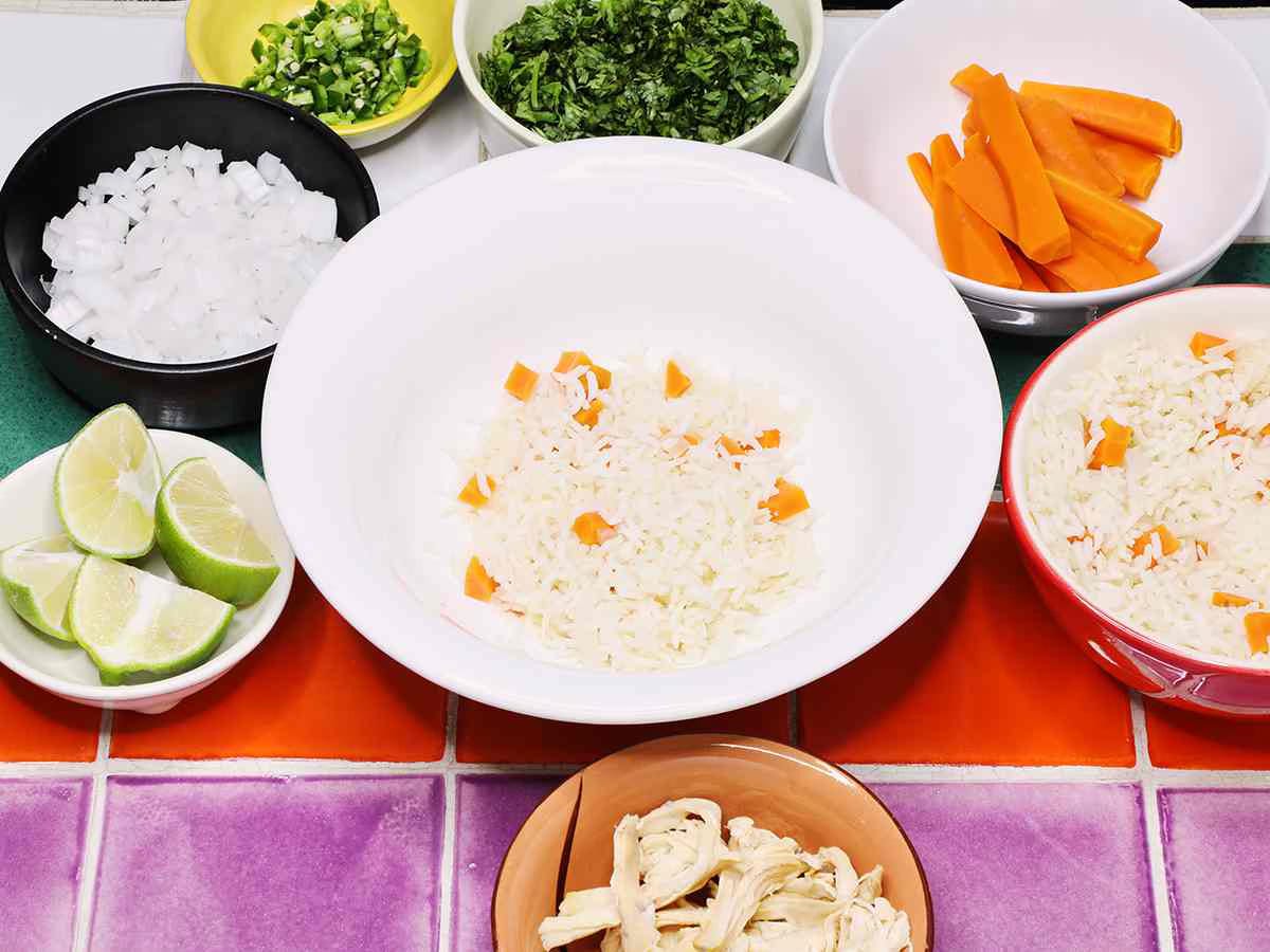 Bowl with Rice and Garnishes