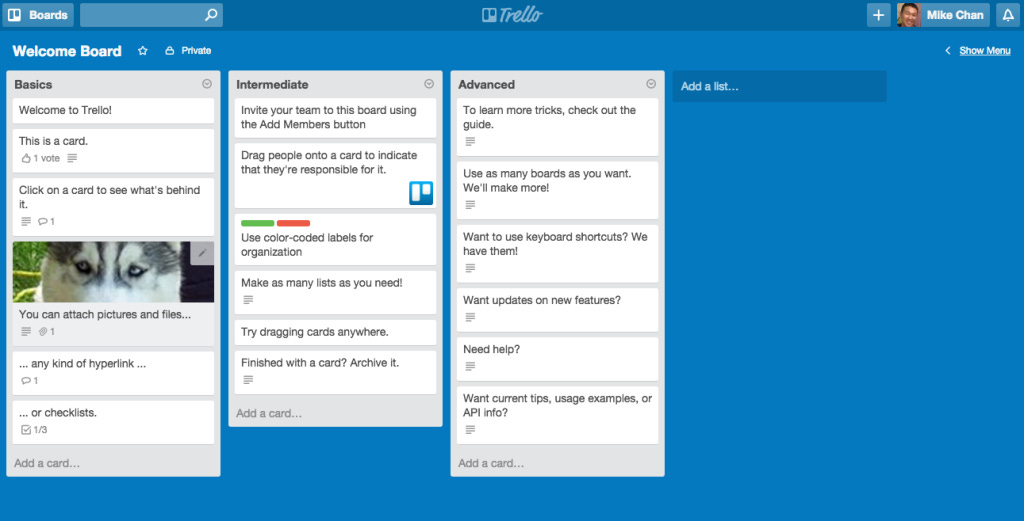 Trello welcome board