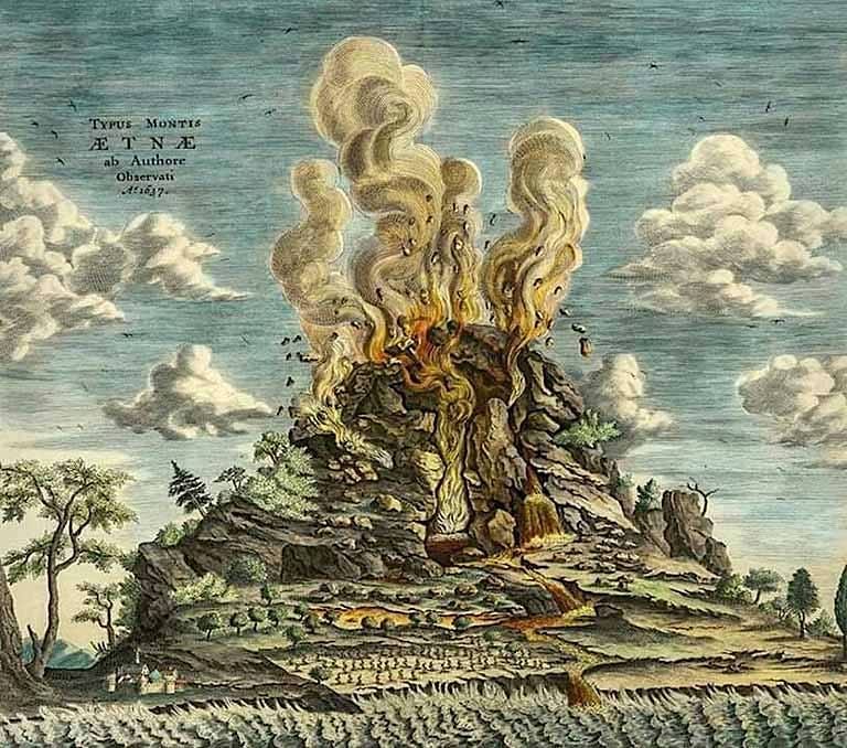 ATHANASIUS KIRCHER (1601-1680) Mount Etna or Mongibello (3,329 m - 10 ...