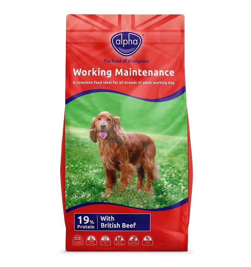 Alpha Adult Maintenance Working Dog Food - Beef 15kg [Zero VAT]