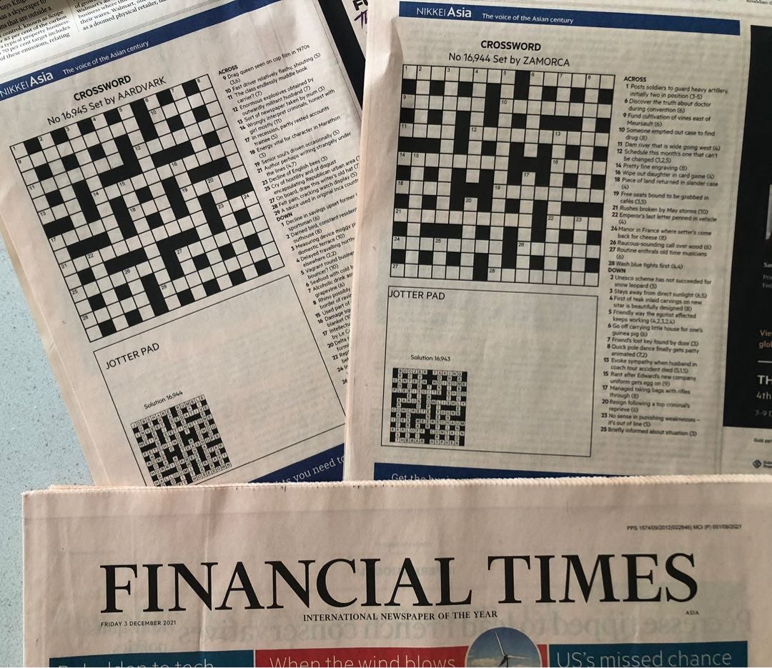 Original CROSSWORD & POLYMATH cut-outs from FINANCIAL TIMES, Everything  Else on Carousell