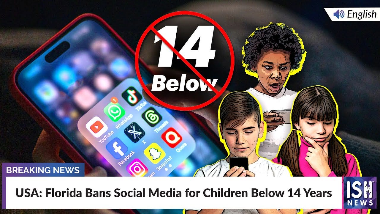 USA: Florida Bans Social Media for Children Below 14 Years | ISH News USA: Florida Bans Social Media for Children Below 14 Years | ISH News