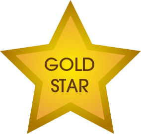 a gold star that says "gold star" on it in black font