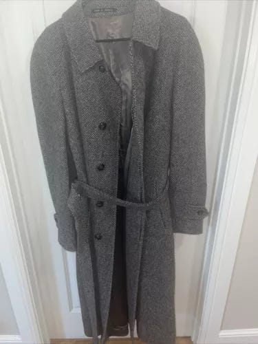 Vintage Mens 46 100% Pure New Wool  Made In England Brown Coat Tweed Lined Over - Picture 1 of 11