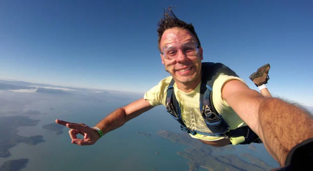 Skydiver Selfie Stock Photo - Download Image Now - Skydiving, Parachuting,  Parachute - iStock