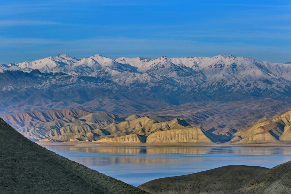 View of the mountains and the Naryn River