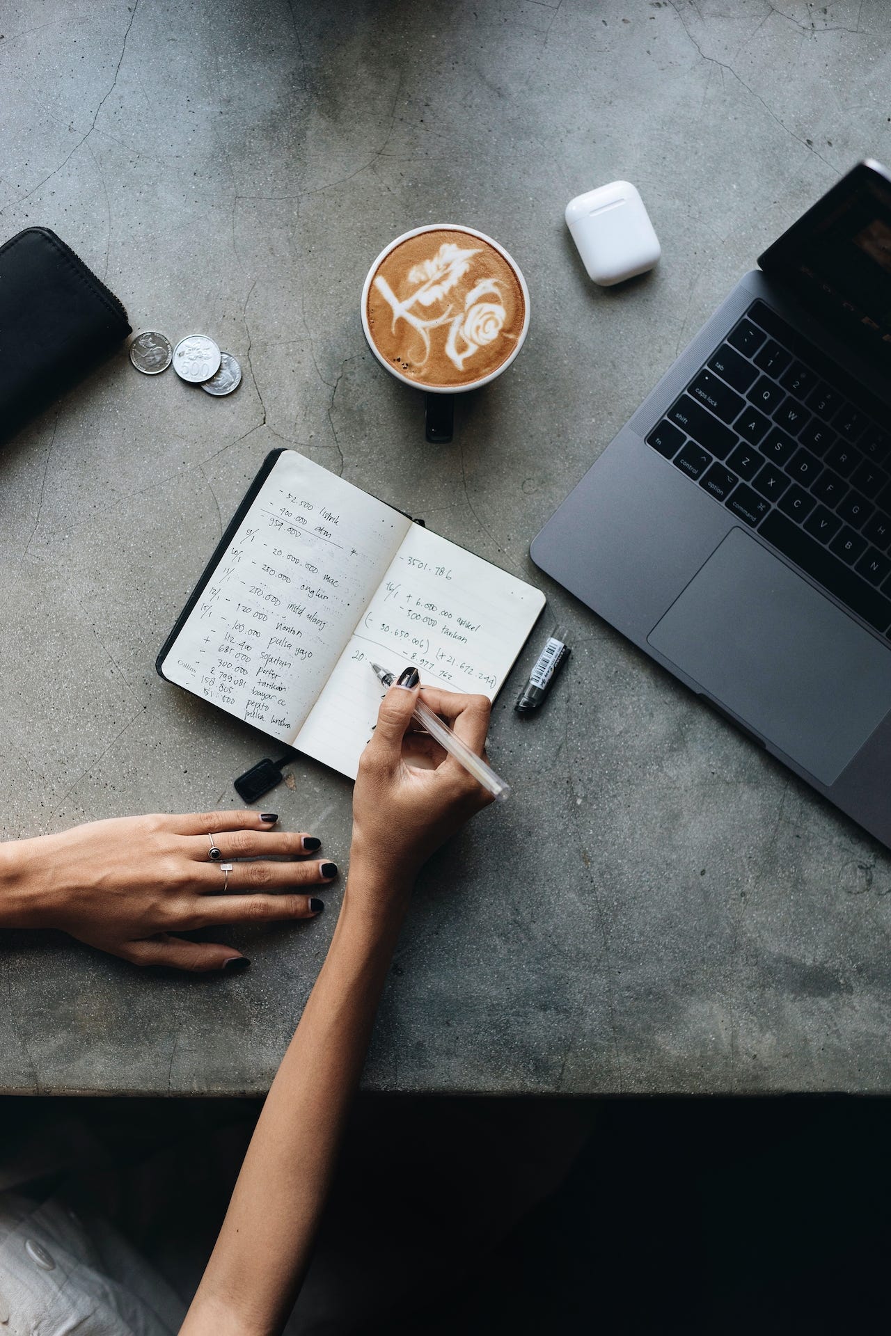 woman laptop writing newsletter