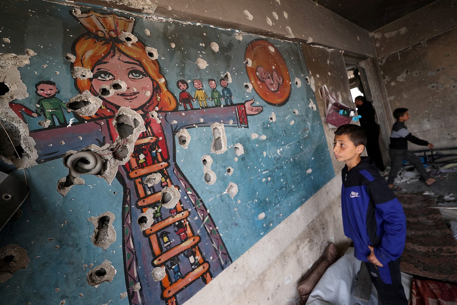 Aftermath of Israeli airstrike on UNRWA-run clinic in Jabalia