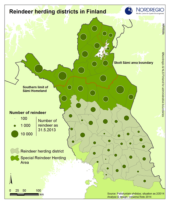 Reindeer herding districts in Finland | Nordregio