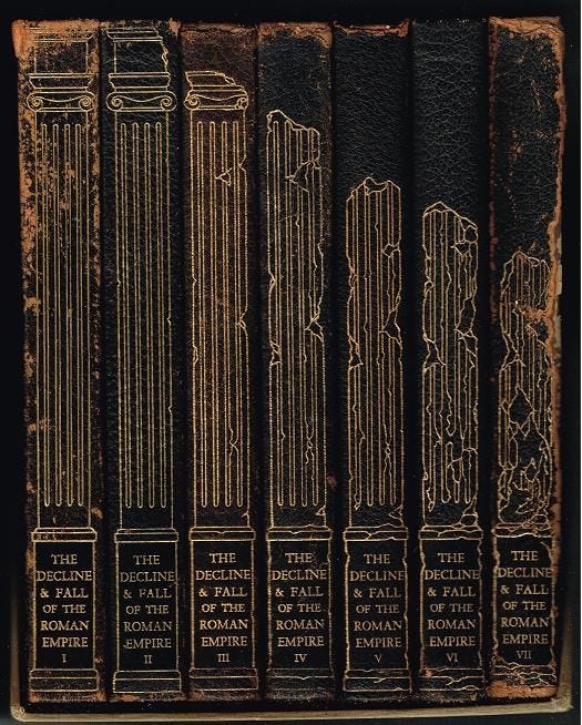 The History of the Decline and Fall of the Roman Empire (COMPLETE SEVEN  VOLUME LIMITED EDITIONS CLUB SET IN SLIPCASE) by Gibbon, Edward; Edited by  J. B. Bury; Book Design by Philip