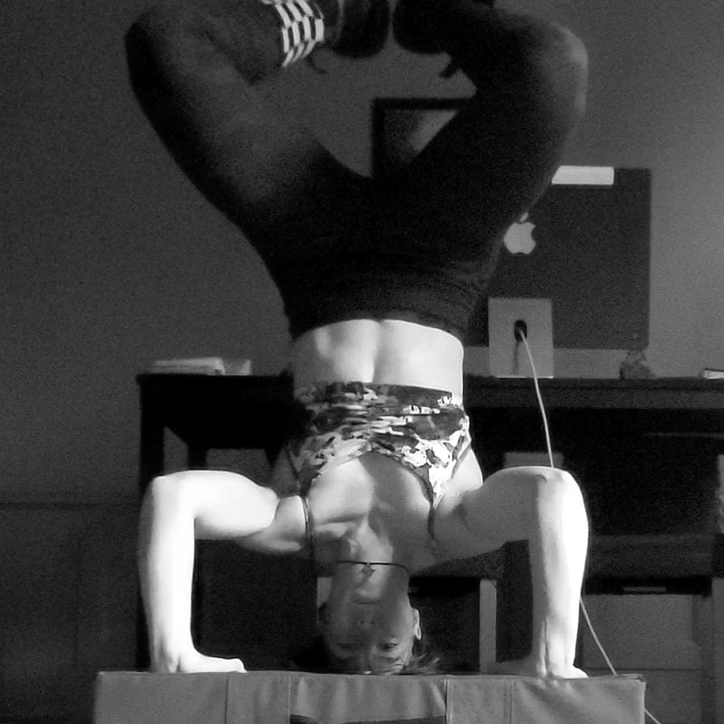 The author doing a headstand