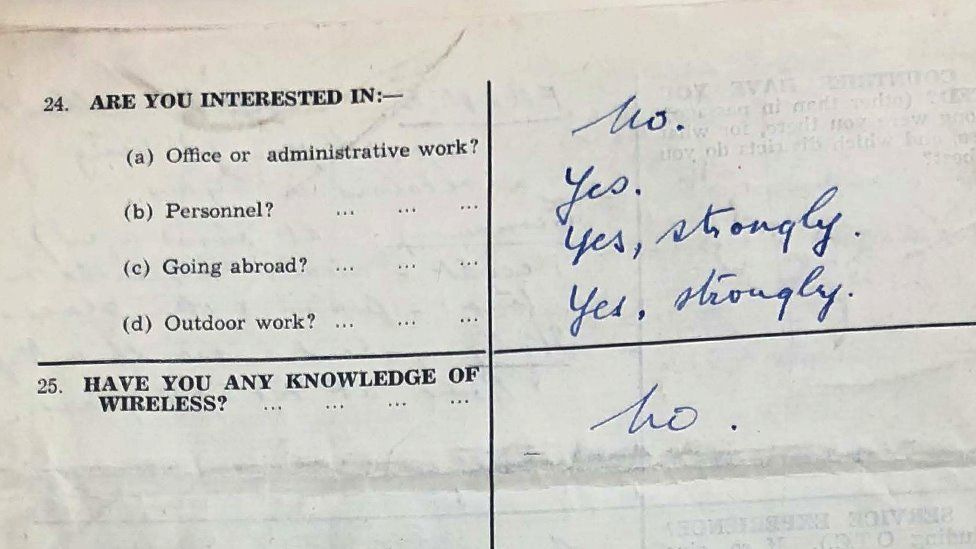 Extract from Phyllis Latour's application form