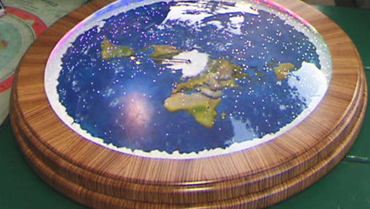 Pic of a physical model of the "flat Earth" with a dome over the top