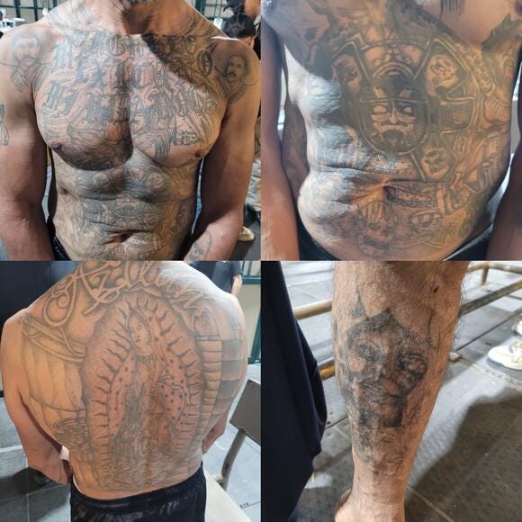 Tattoos of migrants arrested by US Border Patrol