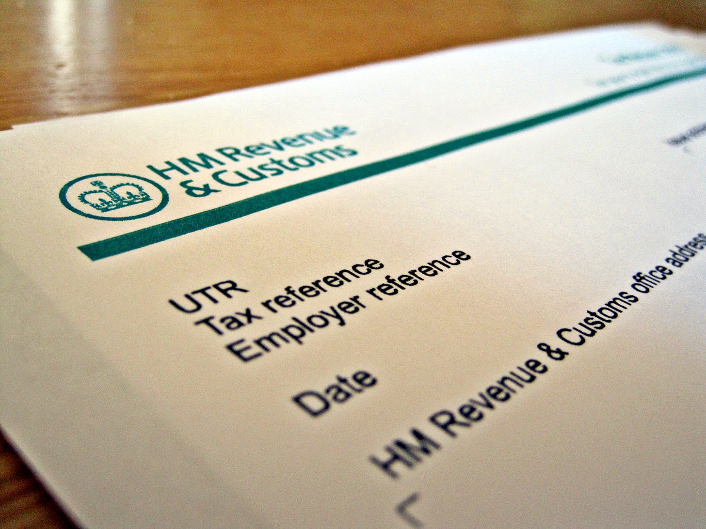 Picture of self assessment tax return issued by HMRC