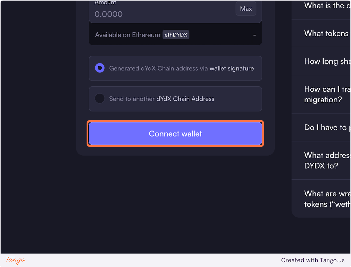 Click on Connect wallet