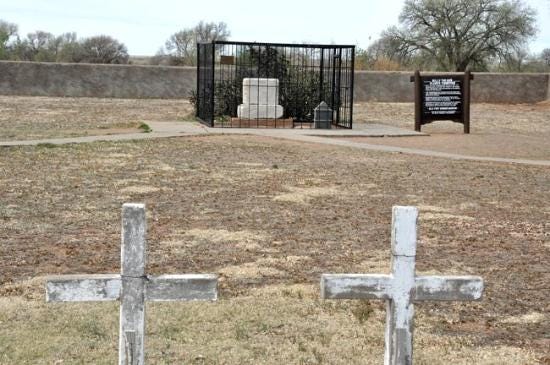 Photo of Billy the Kid's grave as it now appears