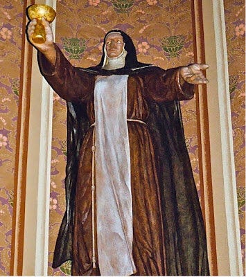 If Saint Clare looked like this, she could have scared away the Saracens without supernatural help.