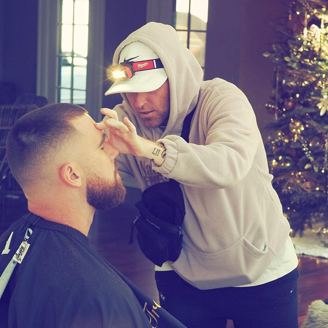 Taylor Swift documents Travis Kelce's game-day haircut on Instagram