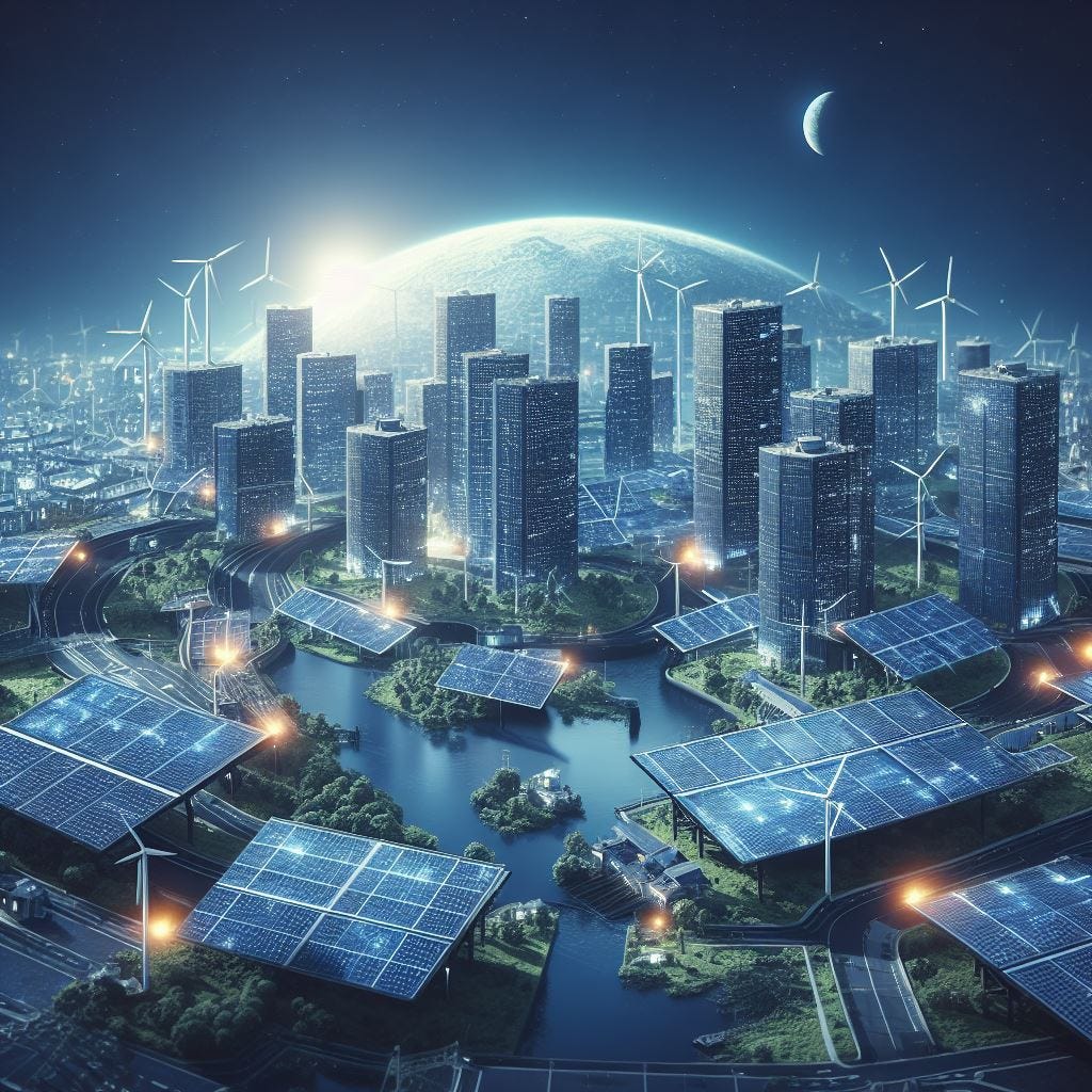 Solar panels, green energy