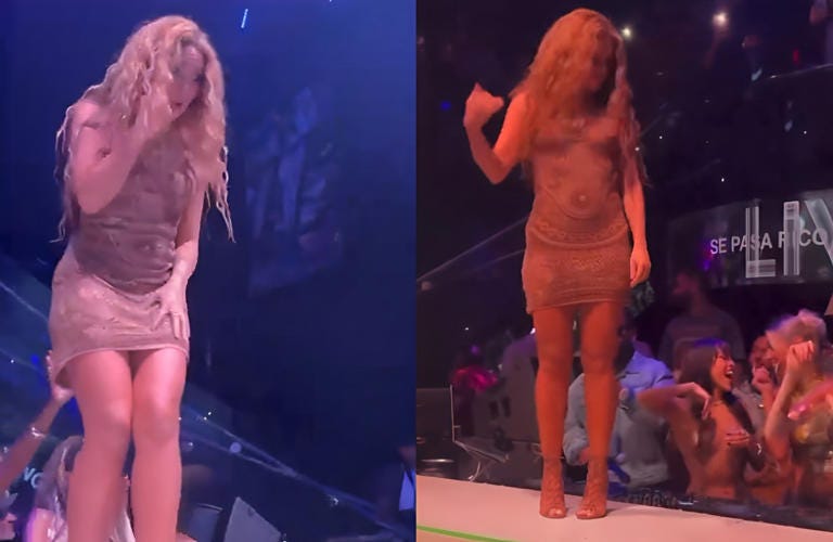 Shakira se baja de un escenario después de que intentaran grabarla por  debajo del vestido