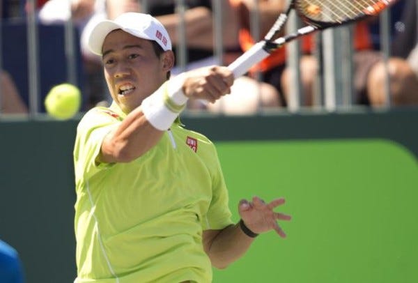 kei nishikori beats viktor troicki during 2015 miami open masters