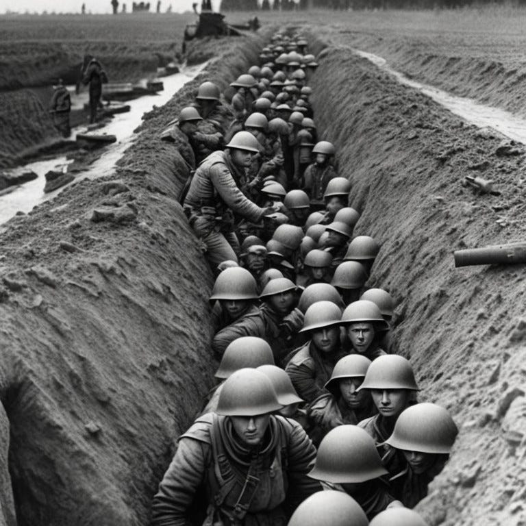german soldiers in wwi in a trench, western front, world war i, great war, deutsche soldater, erster weltkrieg, black and white, photorealistic, old photograph