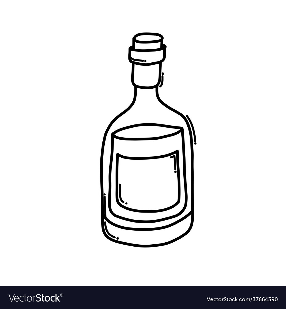 Alcohol bottle doodle icon drawing sketch hand Vector Image