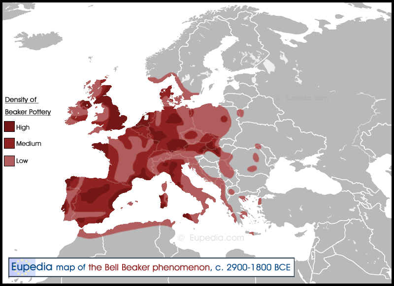 Distribution of the Bell Beaker pottery Distribution of the Bell Beaker pottery