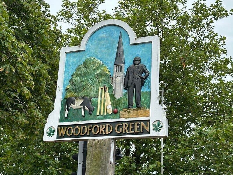 Woodford Green, noted for its collection of disproportionate objects