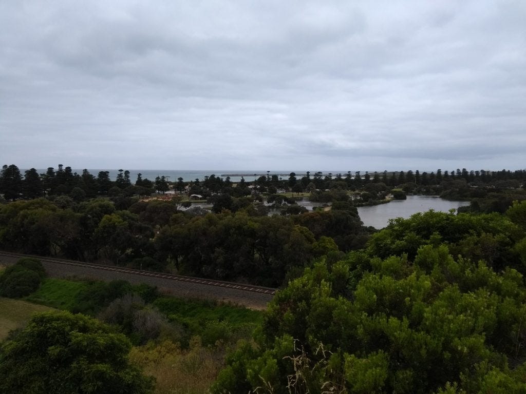 View down to Lake Pertobe