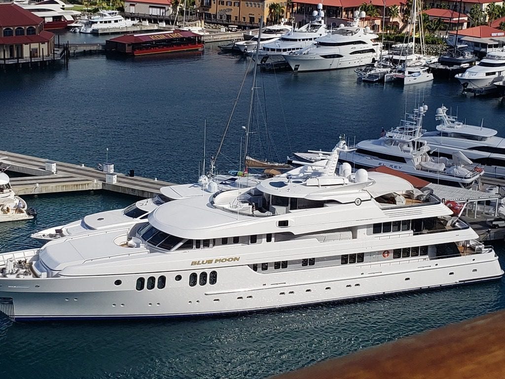 St Thomas cruise port - Blue Moon yacht