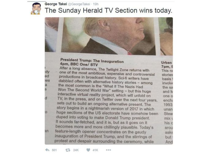 sunday herald on donald trump inauguration