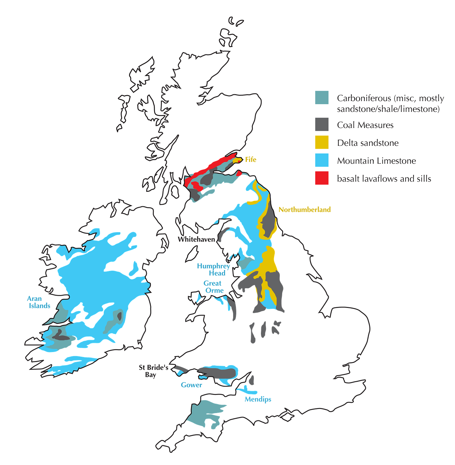 Main Carbonifersous rocks in UK