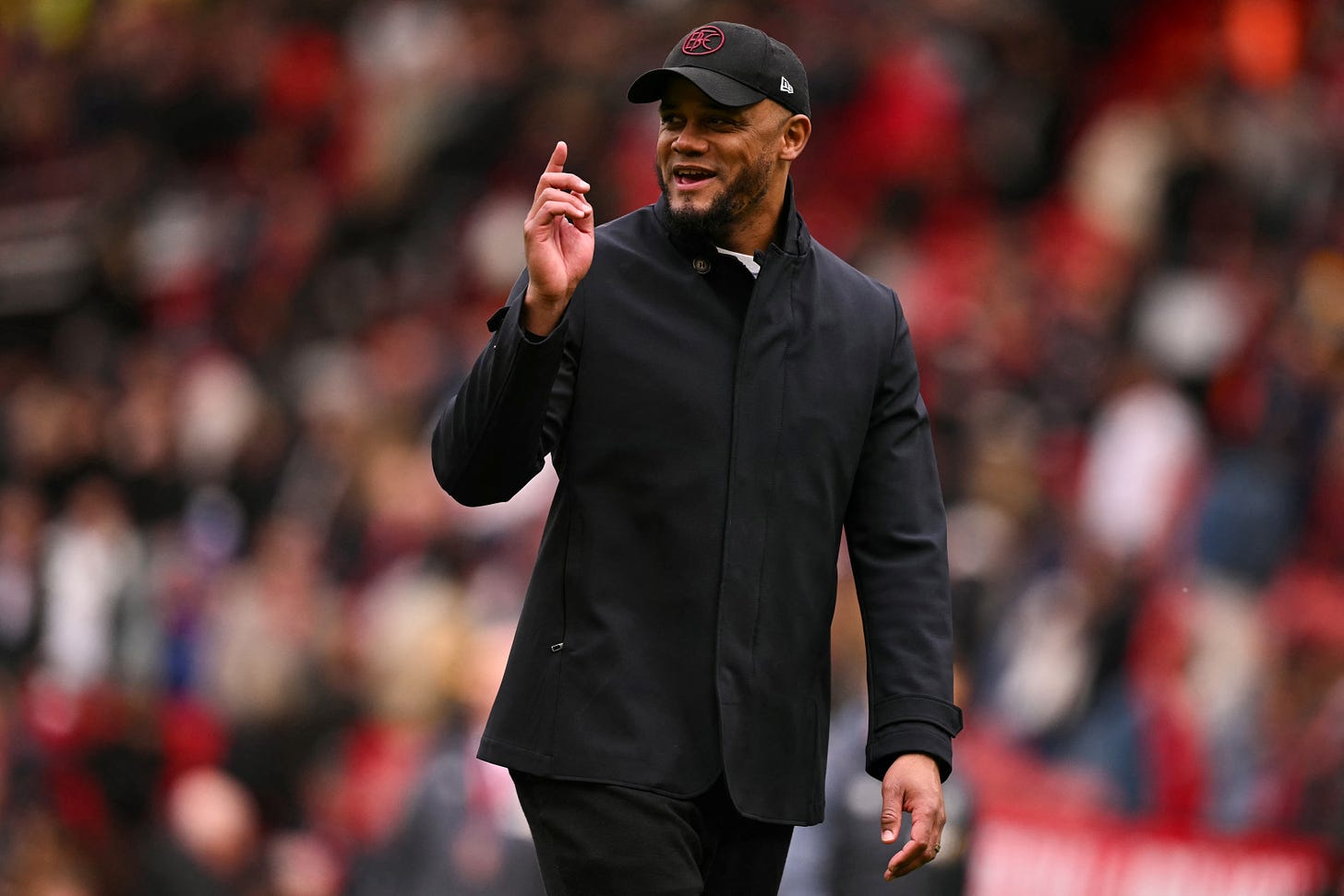 Burnley manager Vincent Kompany pictured in April 2024 following his team's 1-1 draw away at Manchester United