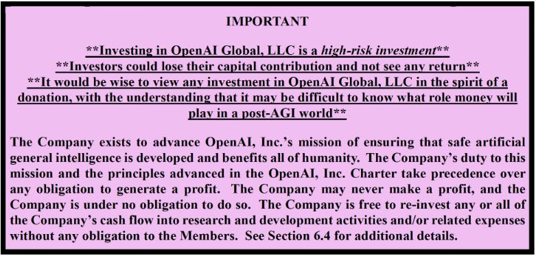 Wo King on X: "Just saw this on the @OpenAI blog. WILD. Looks like the  investors have been on the phone and have been told that their investment  was a donation. That's