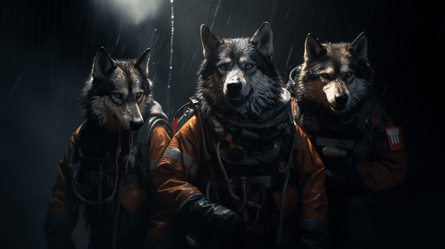 r/midjourney - Werewolfs as Search and Rescue team