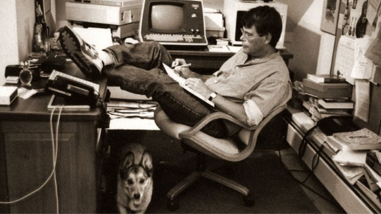 Stephen King and his dog Marlowe, by Jill Krementz