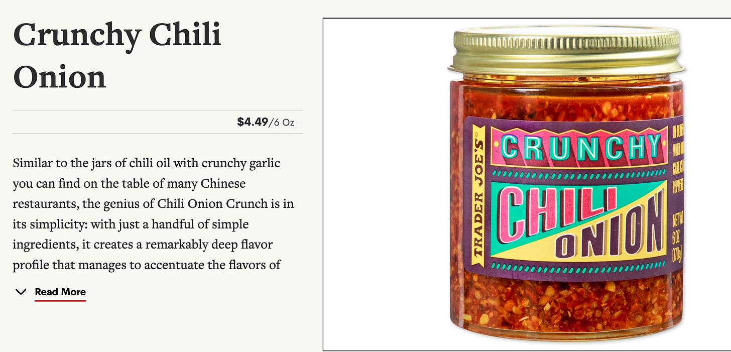 crunch chili onion oil from trader joes